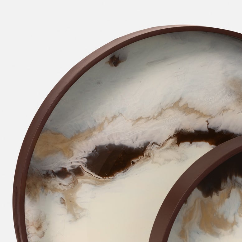 Katina Tray Brown and White Resin