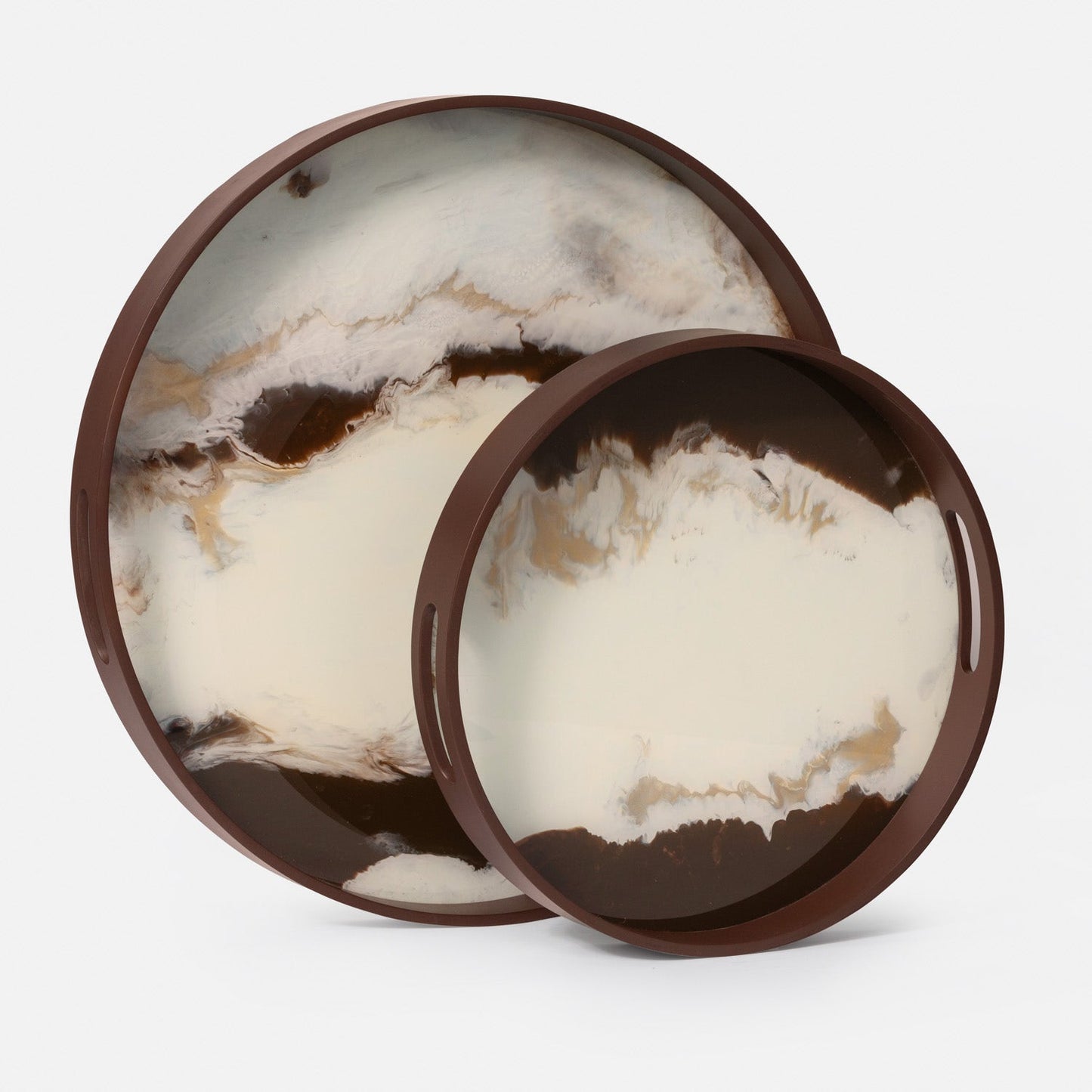 Katina Tray Brown and White Resin