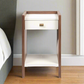 Kennedy Single Nightstand Pristine Vintage Faux Shagreen and Walnut Veneer