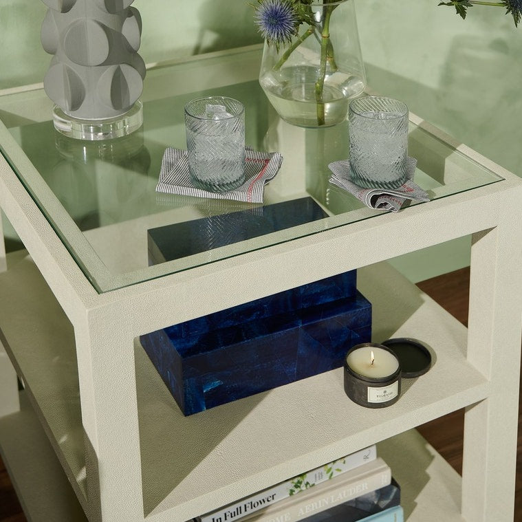 Lafeu Side Table Blanc Faux Shagreen multiple options