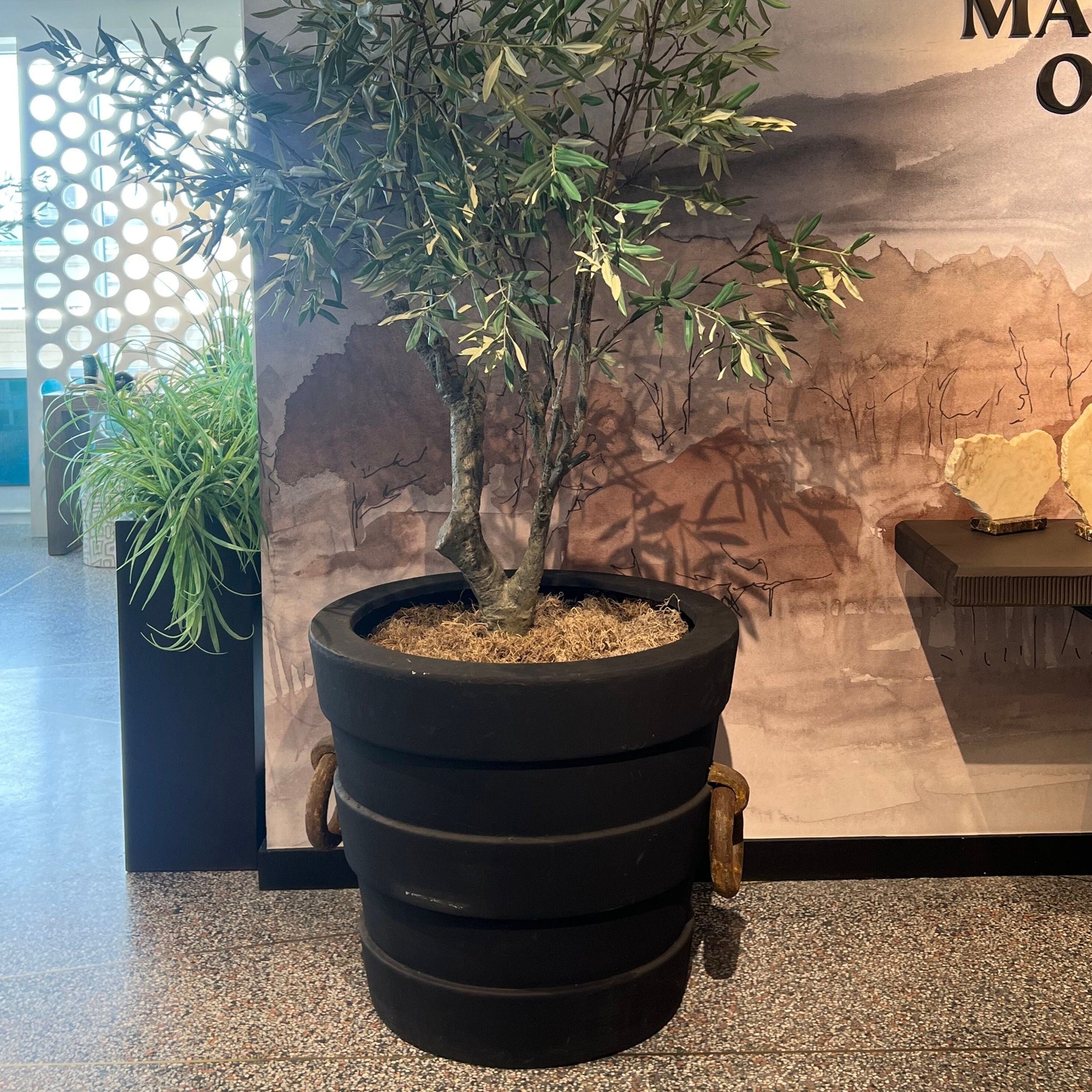 black matte plant pot Made Goods Leslie Planter Matte Black Stone