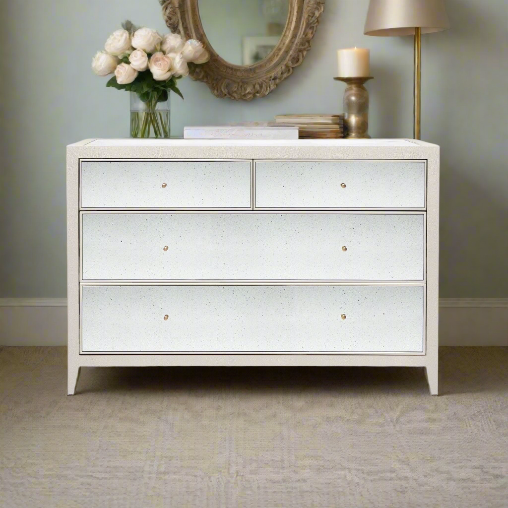 Mia Dresser 48” French Gray Vintage Faux Shagreen Mia Dresser 48” French Gray Vintage Faux Shagreen