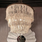 Arricka Chandelier Bleached Abaca Rope and Gold Metal