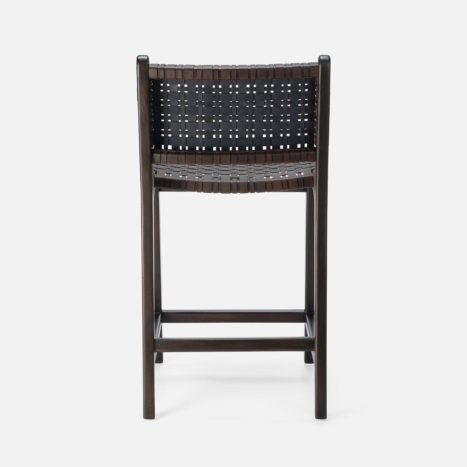 Woven chair with dark brown frame and seat on a white background