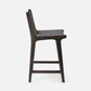 Dark brown wicker bar stool on a white background
