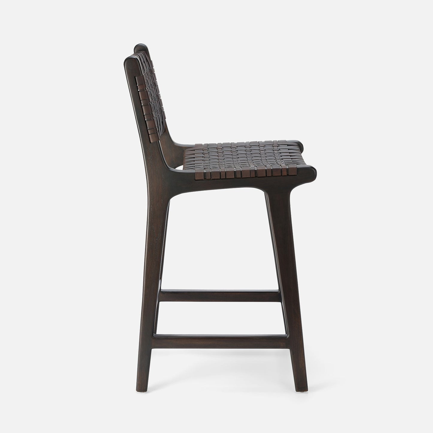 Dark brown wicker bar stool on a white background