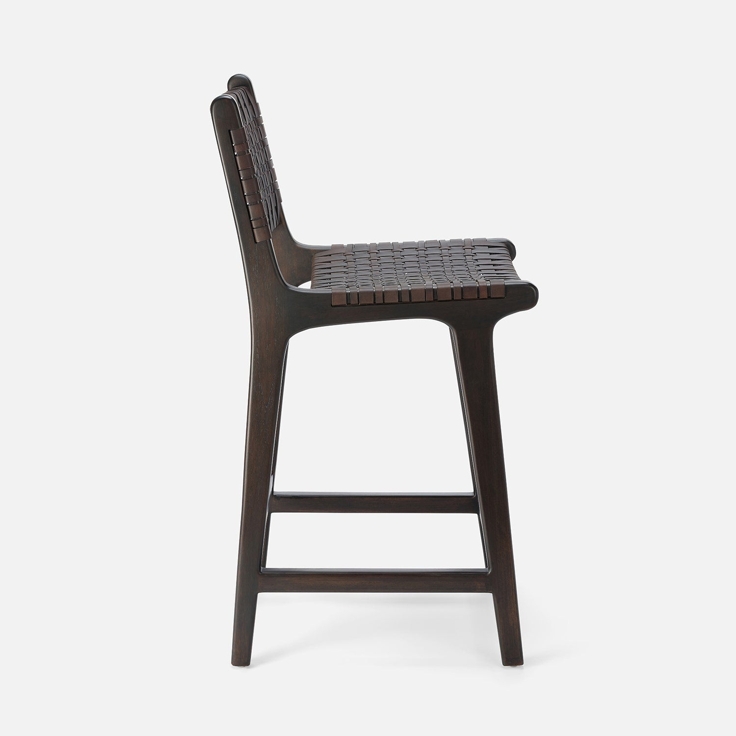 Dark brown wicker bar stool on a white background