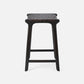 Black woven stool on a white background