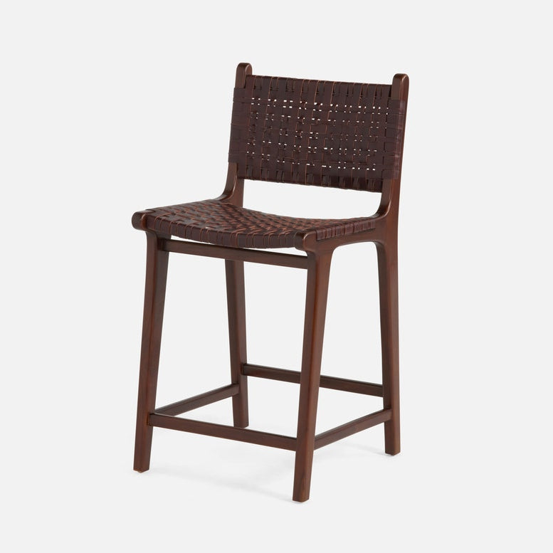 Brown woven bar stool on a white background