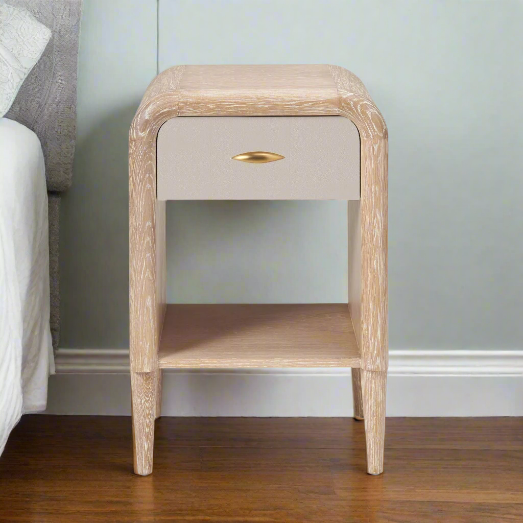 Pierre Single Nightstand French Gray and Whitewashed Oak