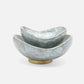Set of two gray marble bowls with gold bases on a white background