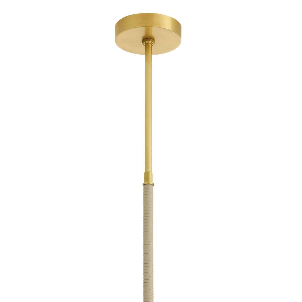 Gold pendant light fixture on a white background