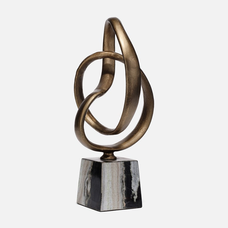 Bronze abstract sculpture on a white background