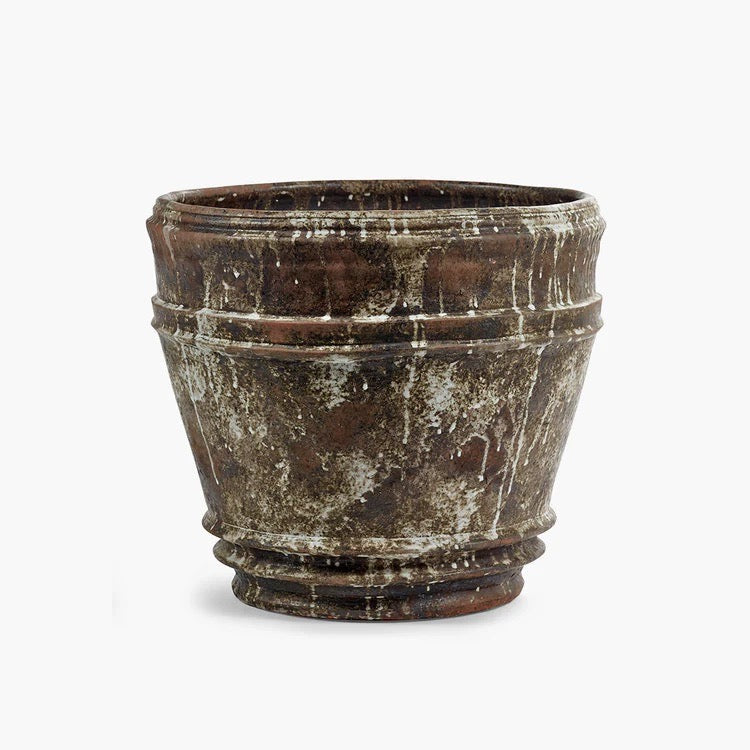 Vintage-style brown pot on a white background
