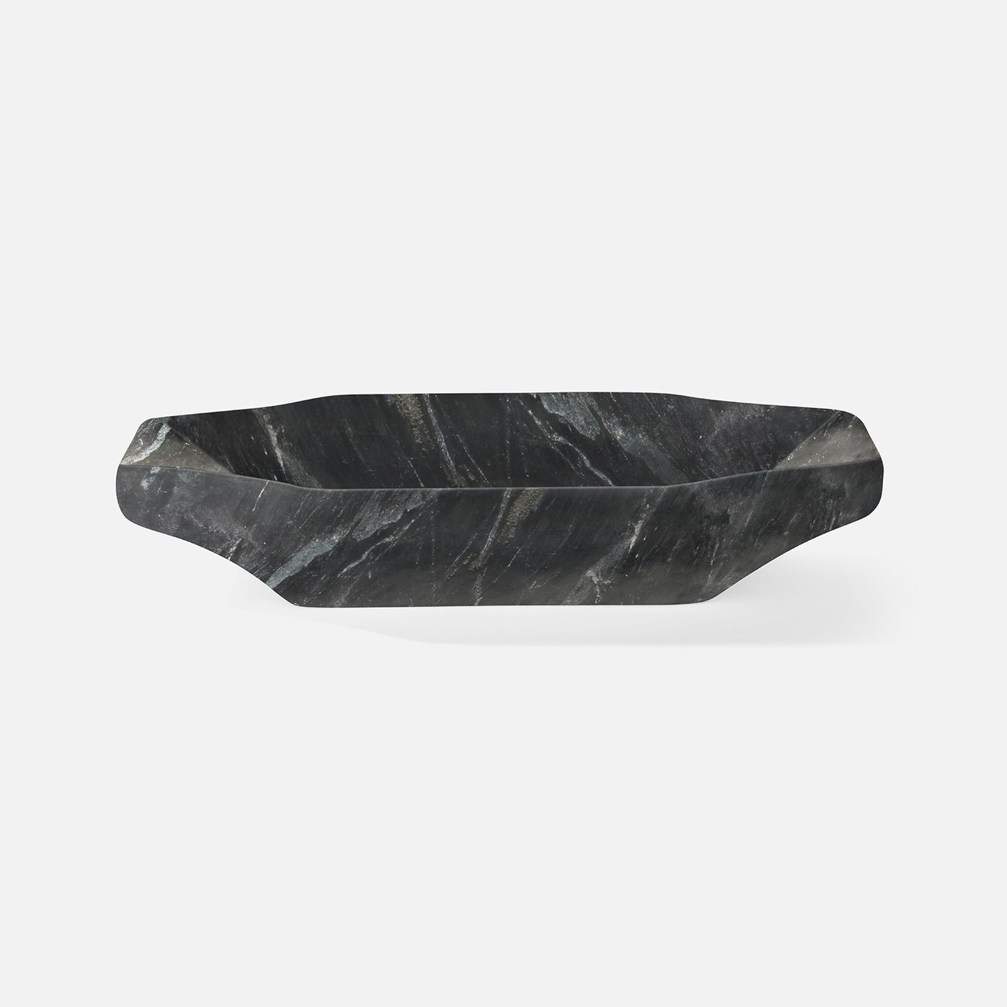 Black marble bowl on a white background