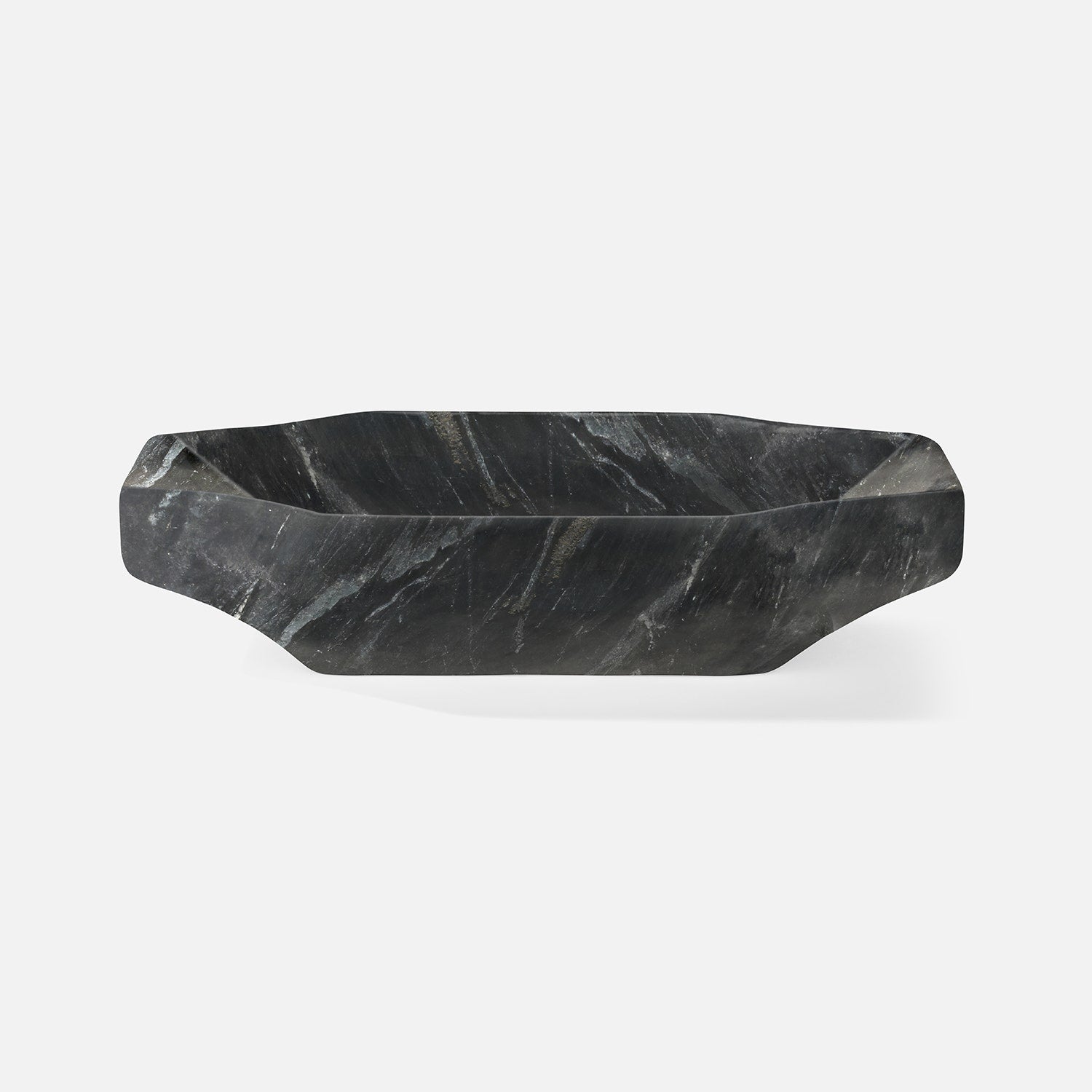 Black marble basin on a white background
