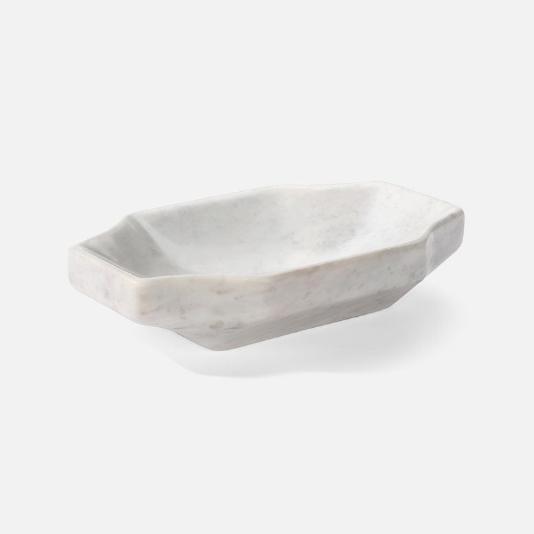 Marble bowl with geometric design on a white background