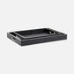 Black rectangular tray with handles on a white background