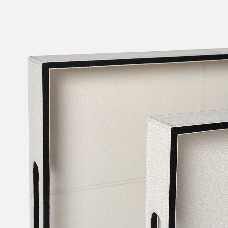 Merth Tray Set White Leather