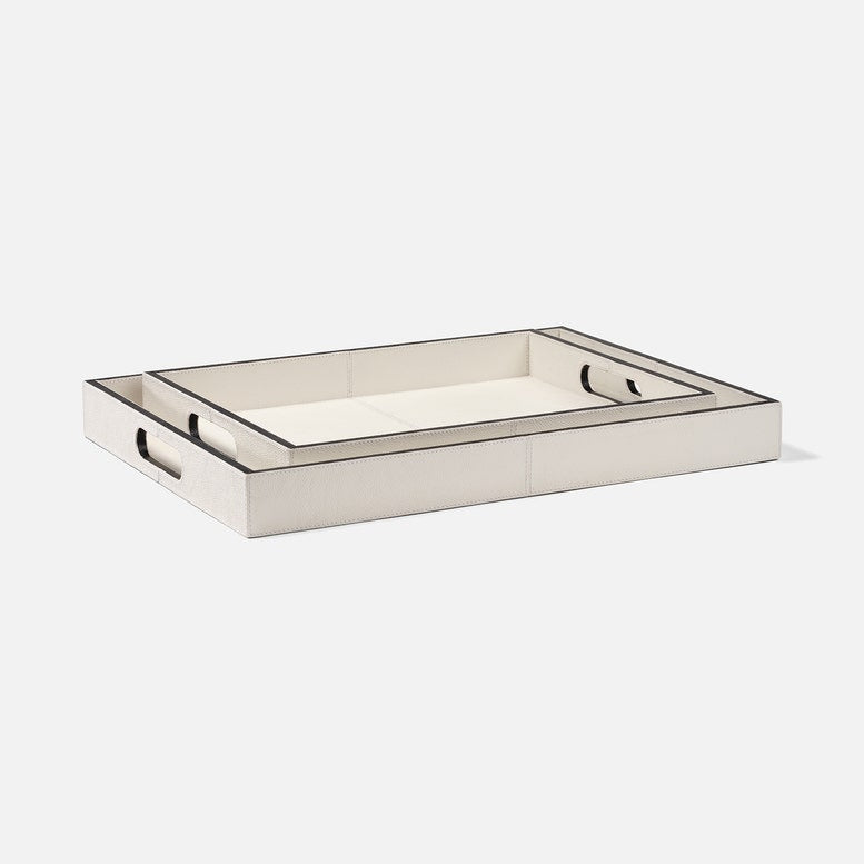 Merth Tray Set White Leather