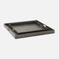 Black rectangular tray with handles on a white background