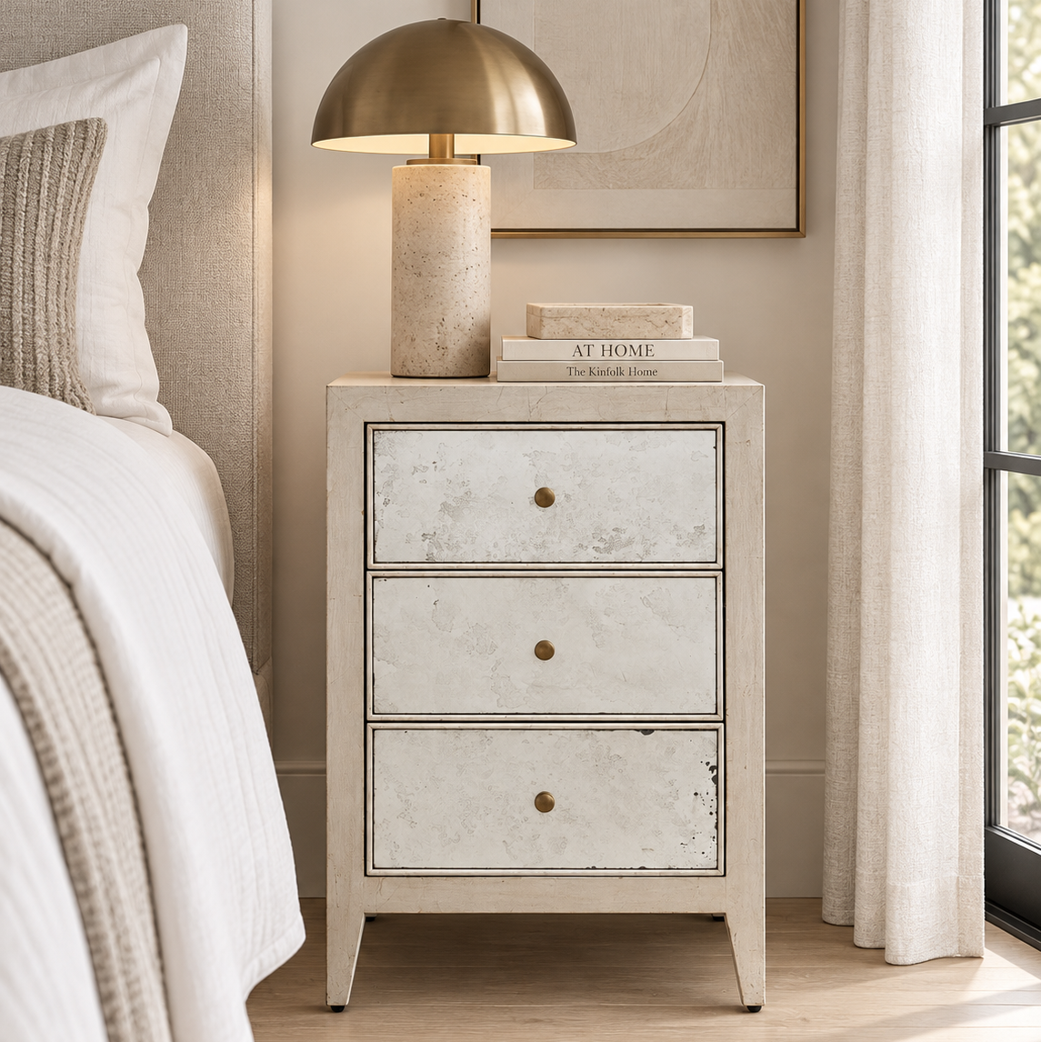 Single Nightstand Palladian Silver Oak styled