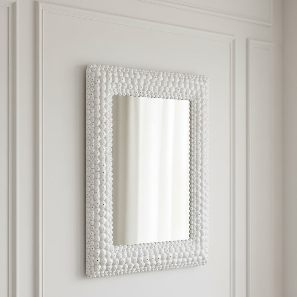 Helene Rectangular Mirror White Coral