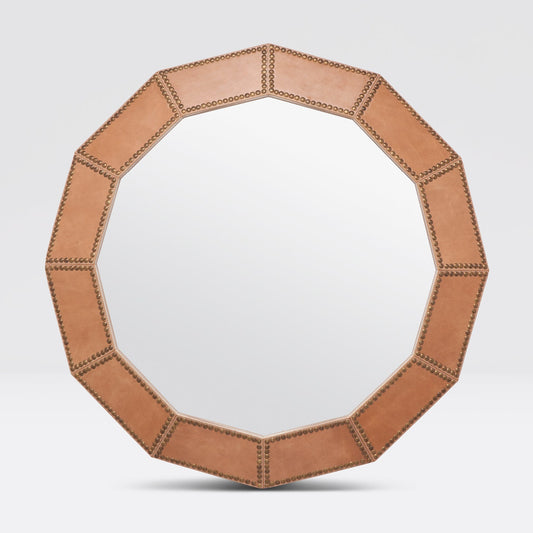 Hume Mirror Aged Camel Leather