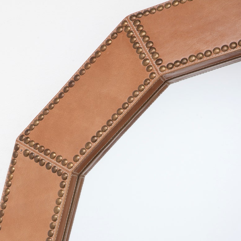 Hume Mirror Aged Camel Leather