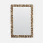 Rectangular mirror with a natural, wicker-like frame on a white background