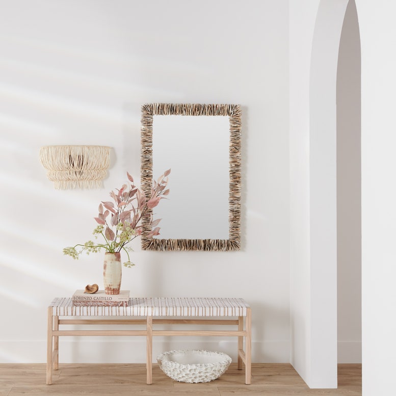 Mina Rectangular Mirror Oyster Shell