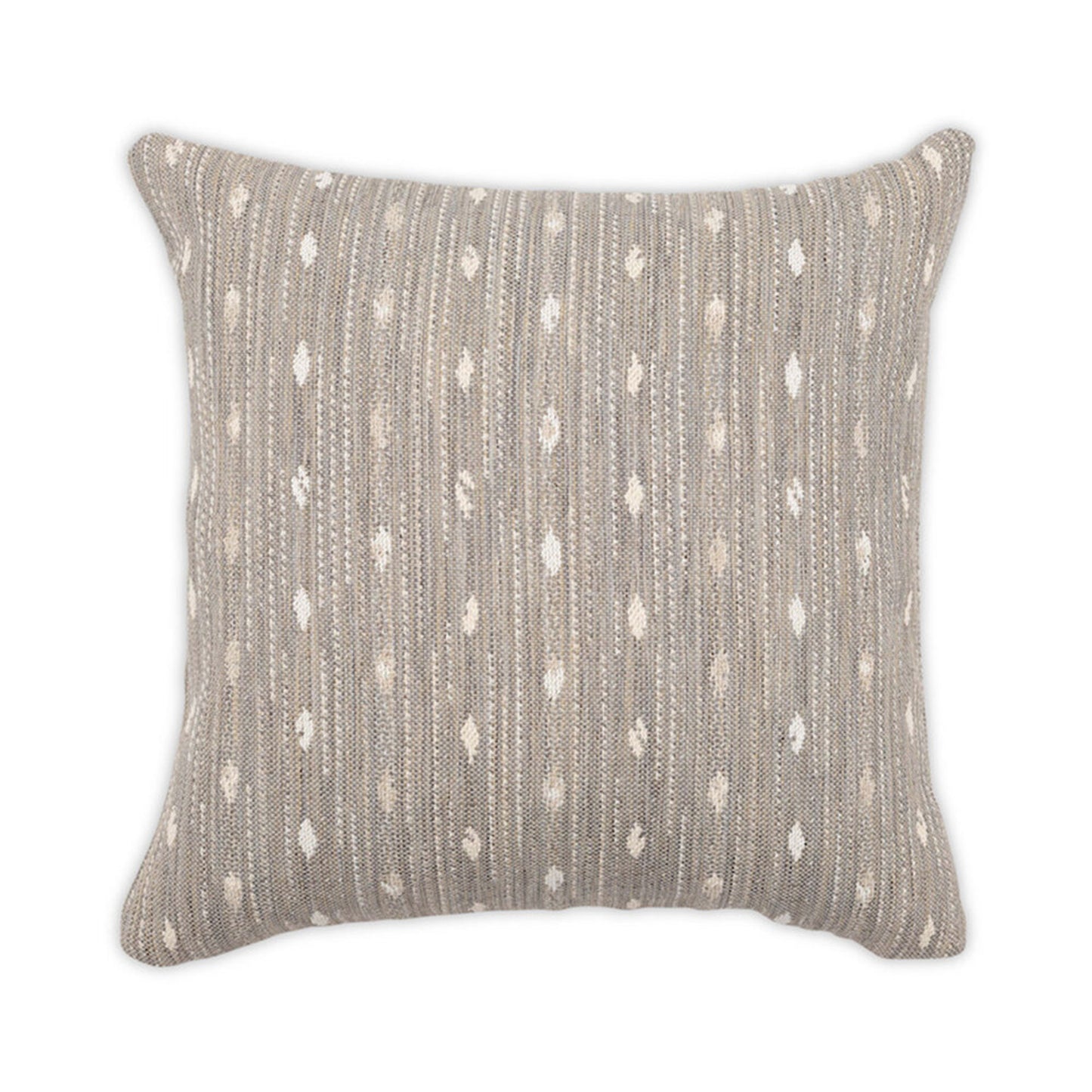 Textured gray pillow with subtle pattern on a white background