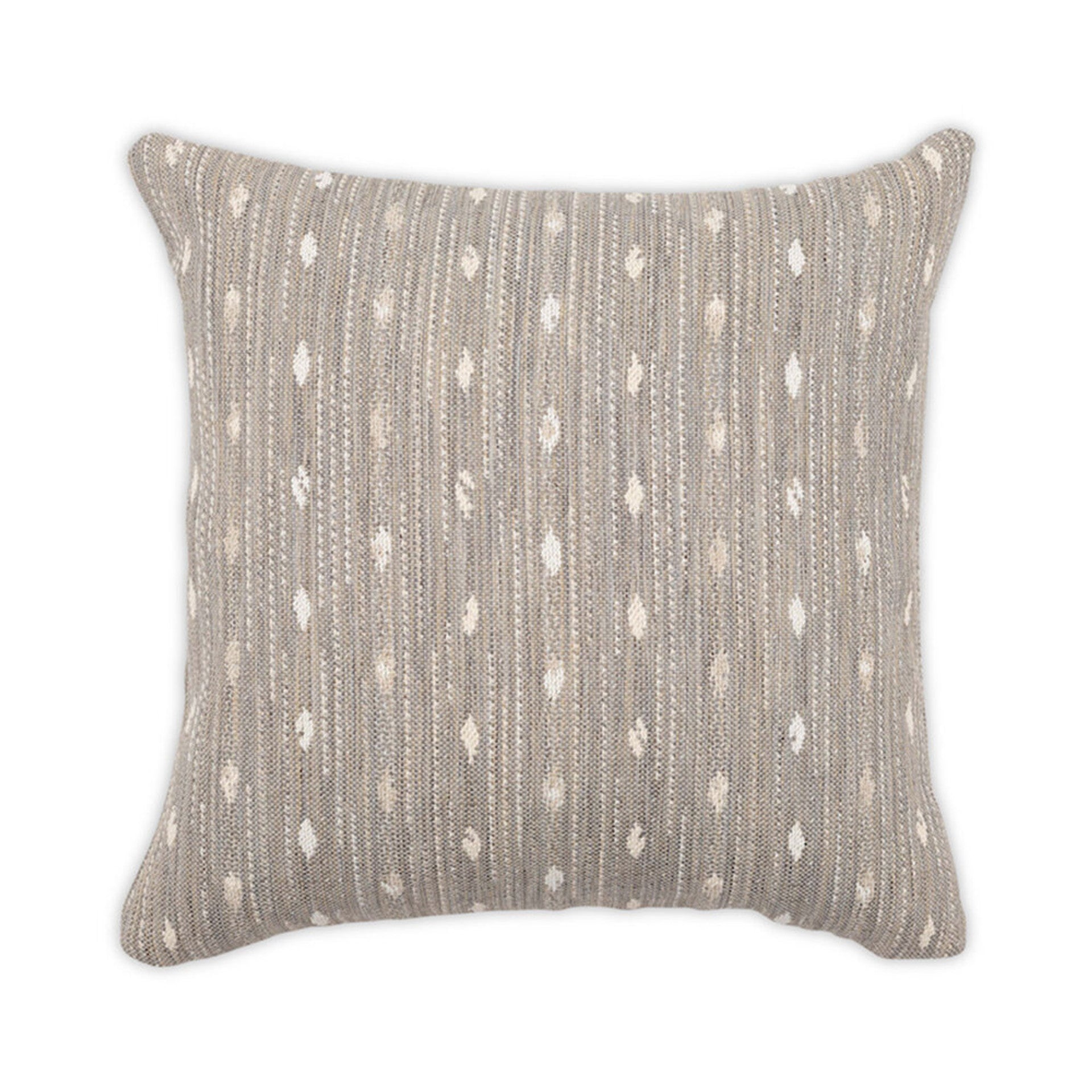 Textured gray pillow with subtle pattern on a white background