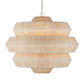 Woven pendant light with a natural finish on a white background