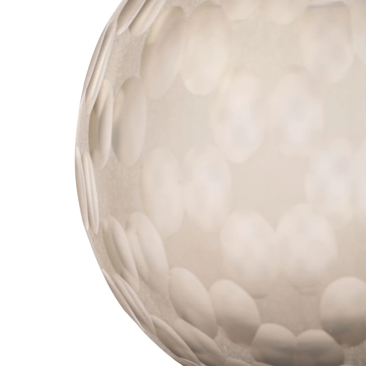 Close-up of a textured glass sphere on a white background