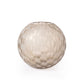 Round glass vase with textured surface on a white background