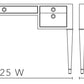 Black and white line drawing schematic of a console table showing dimensions: 59.25 W, 24.5 D, and a height of 30.25 H.