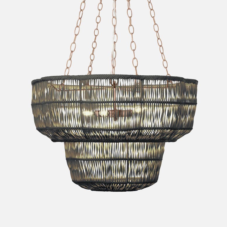 Noemi Chandelier Dark Charcoal Rattan