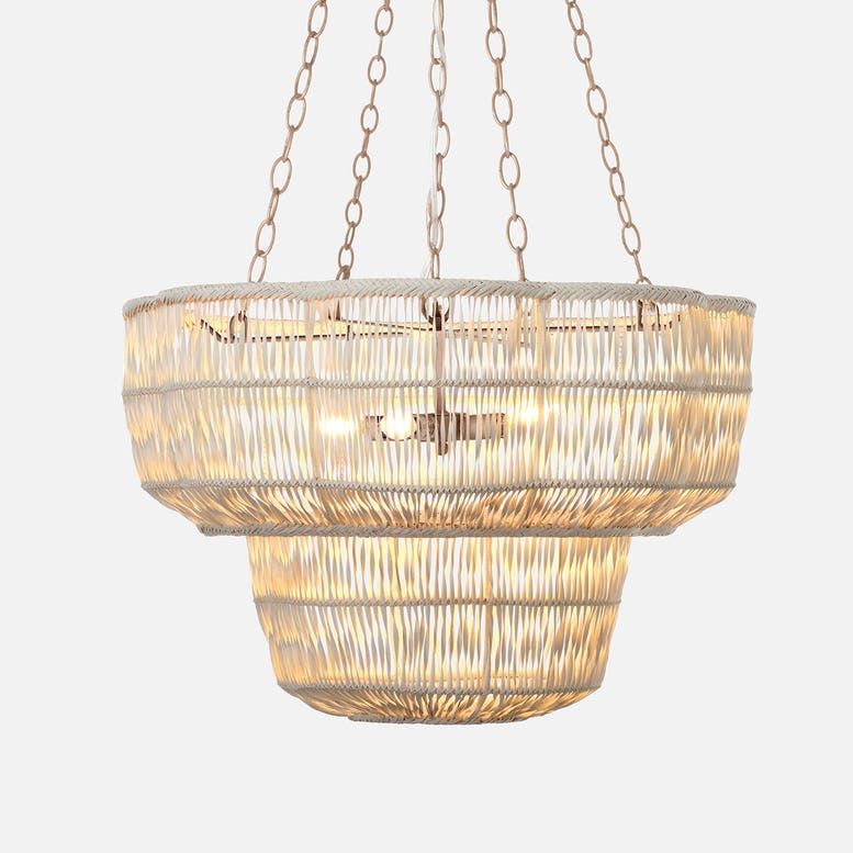 Noemi Chandelier White Rattan