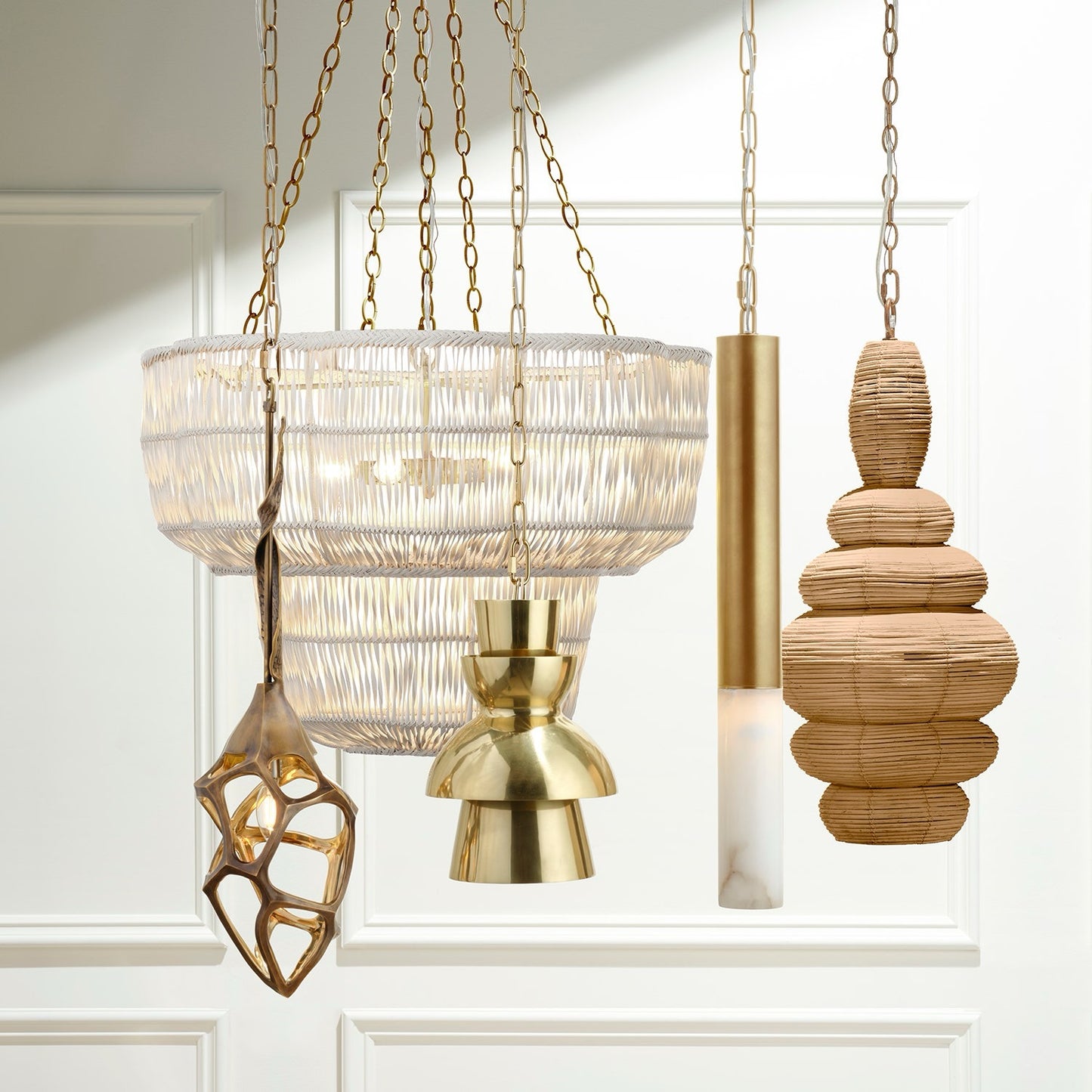 Noemi Chandelier White Rattan