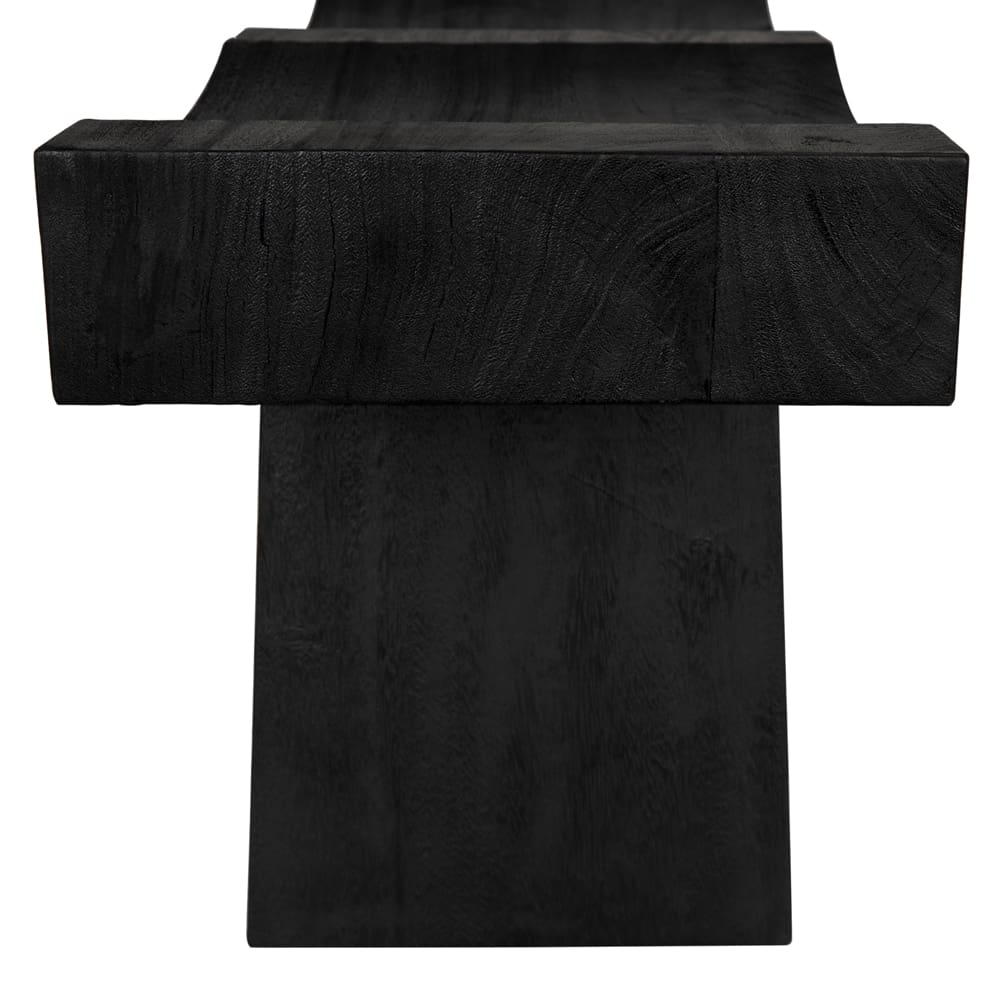 noir shibumi bench burnt black finish detail