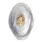 Decorative wall piece with gold mineral-like sculpture on a white background