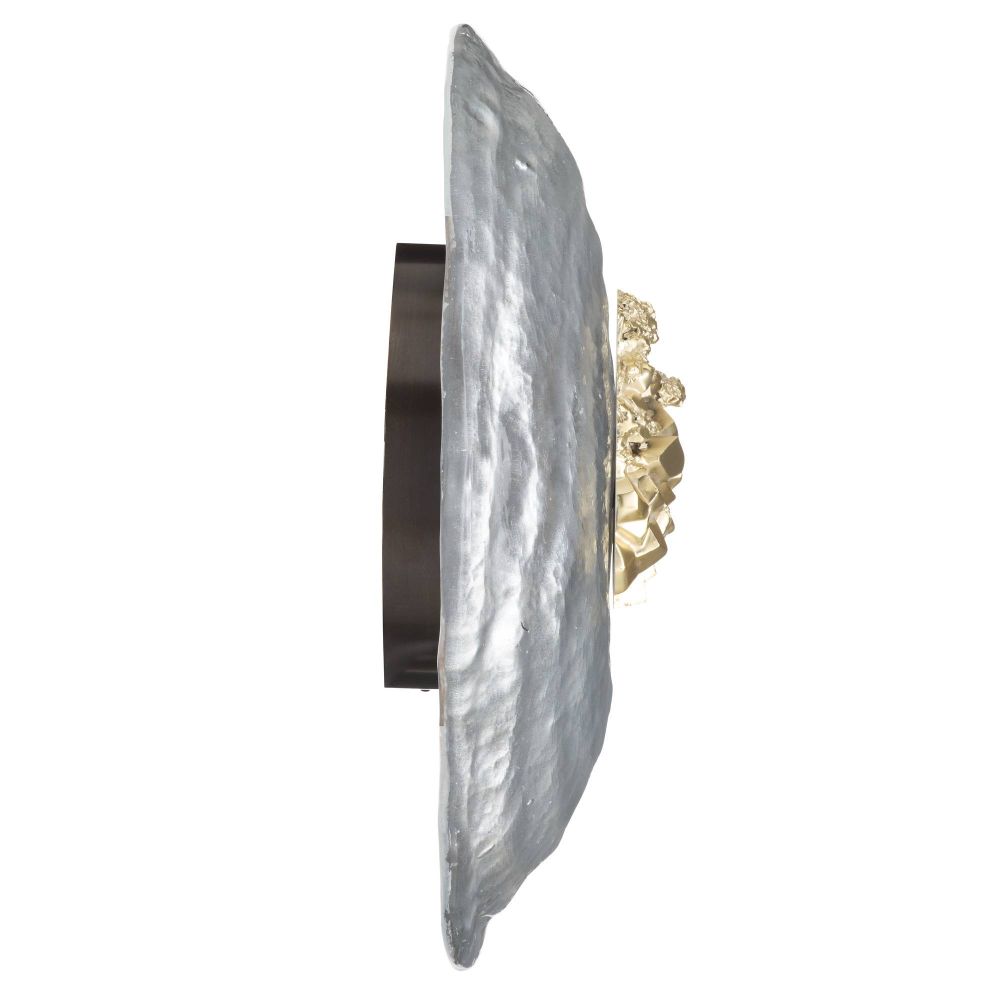 Decorative wall sconce with a textured finish on a white background