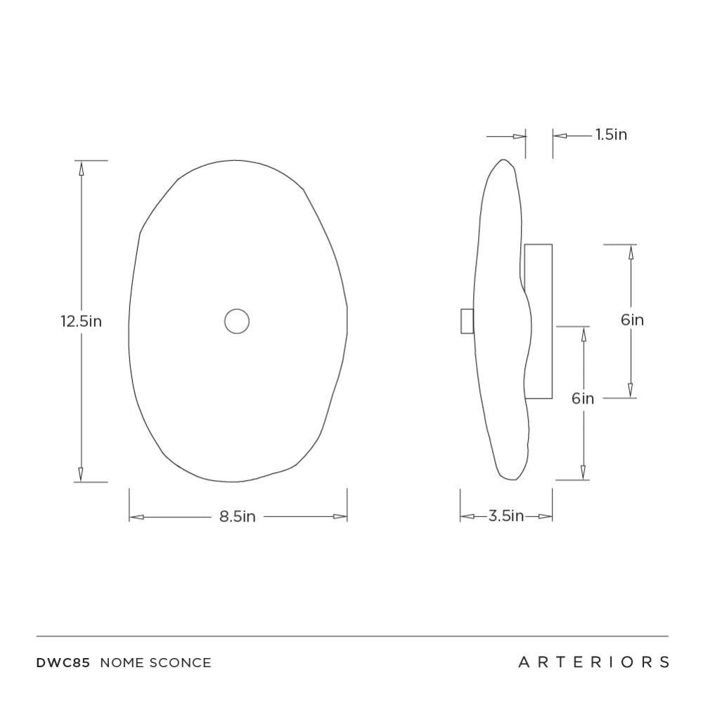 Technical drawing of a sconce with dimensions labeled