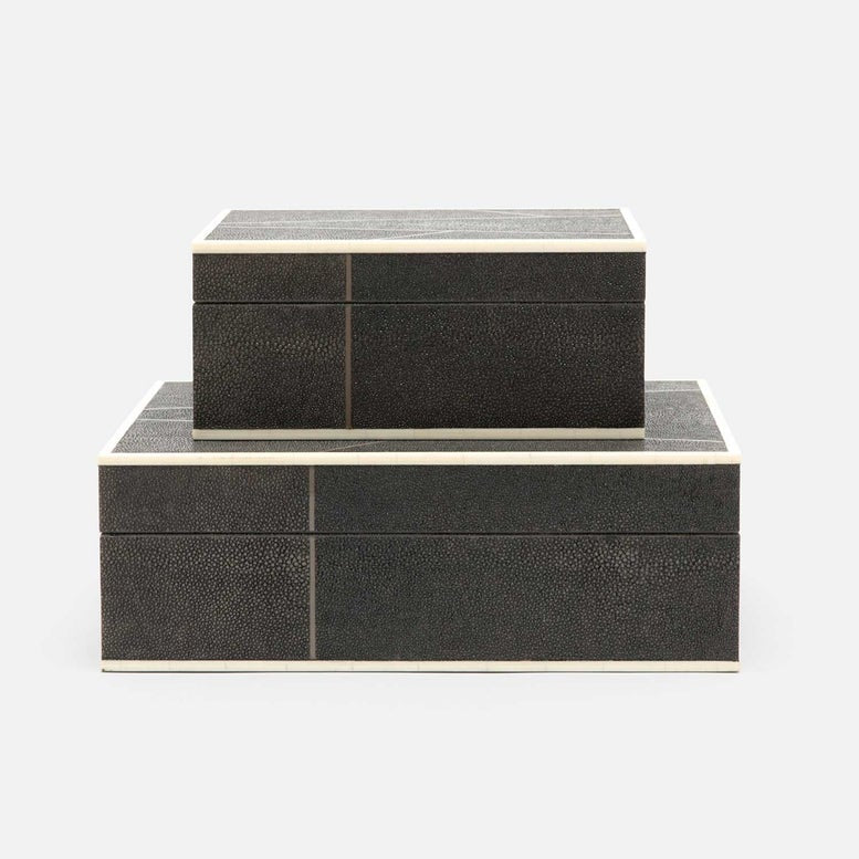 Set of two shagreen boxes on a white background