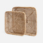 Two square woven abaca baskets in different sizes, displayed on a clean light gray background.