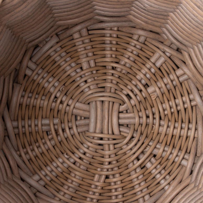 Close-up of a woven basket with a circular pattern