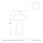 Technical drawing of a Struzzo rechargeable accent lamp with dimensions and Arteriors branding.