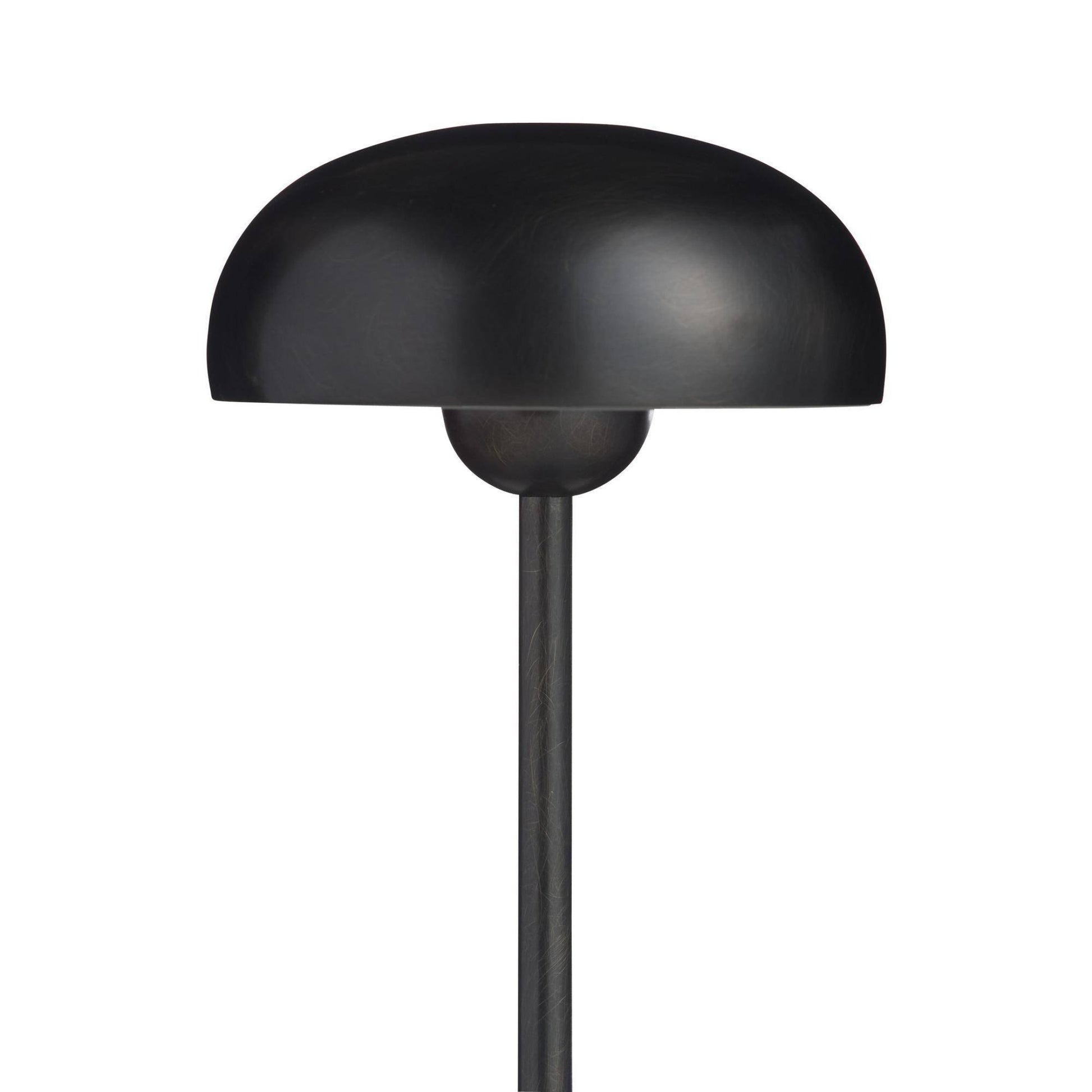 Black table lamp with marble base on a white background