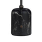 Black table lamp with marble base on a white background